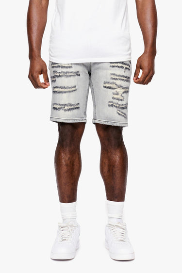 Obsidian Light Gray Denim Shorts
