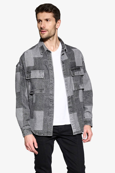 Puzzle Piece Black/Grey Denim Long Sleeve - ANOM DENIM