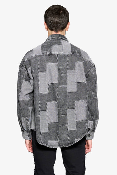 Puzzle Piece Black/Grey Denim Long Sleeve - ANOM DENIM