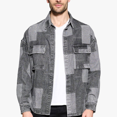Puzzle Piece Black/Grey Denim Long Sleeve - ANOM DENIM