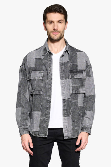 Puzzle Piece Black/Grey Denim Long Sleeve - ANOM DENIM