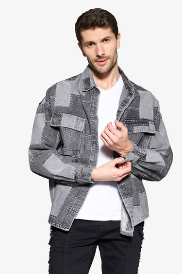 Puzzle Piece Black/Grey Denim Long Sleeve - ANOM DENIM