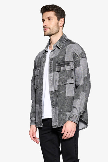 Puzzle Piece Black/Grey Denim Long Sleeve - ANOM DENIM
