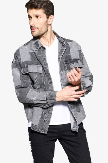 Puzzle Piece Black/Grey Denim Long Sleeve - ANOM DENIM